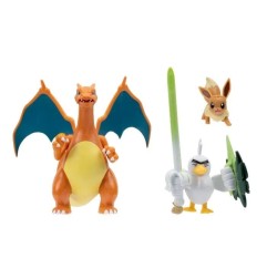 Pokémon - Pack 3 figurines Évoli, Palarticho & Dracaufeu