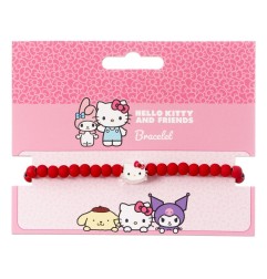 Hello Kitty - Bracelet red beads with  Charm 21 cm