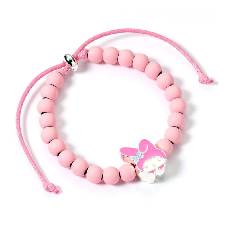 Hello Kitty - Bracelet perles roses avec breloque My Melody 21 cm Hello Kitty - Bracelet perles roses avec breloque My Melody 21 cm