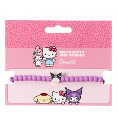 Hello Kitty - Bracelet perles violettes avec breloque Kuromi 21 cm