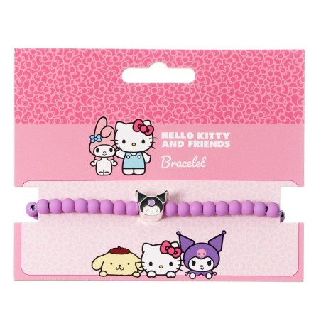 Hello Kitty - Bracelet purple beads with Kuromi Charm 21 cm