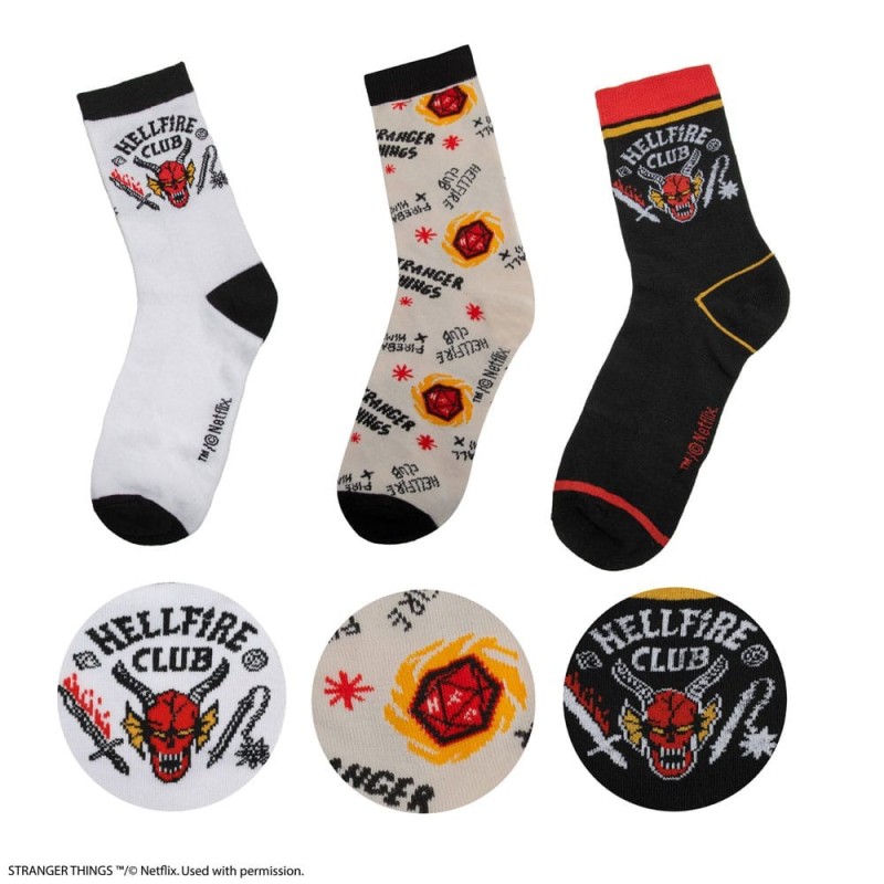 Stranger Things - Pack 3 Paires de chaussettes Hellfire Club Stranger Things - Pack 3 Paires de chaussettes Hellfire Club
