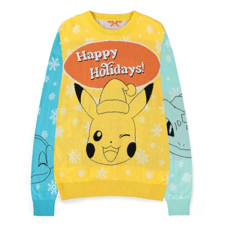 Pokémon - Sweat Pikachu, Bulbasaur, Squirtle & Charmender (Christmas Jumper) Size S