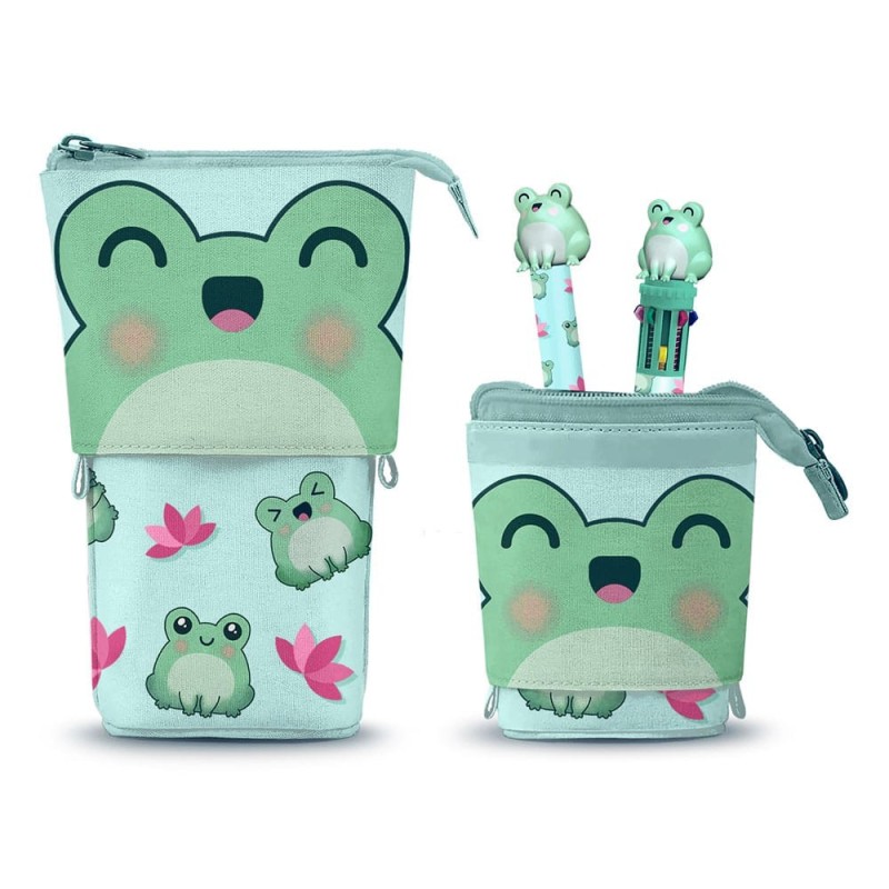 Oh My Pop! - Pop Up Pencil with Multicoloured ball pen & Erasable Gel Pen Froggy