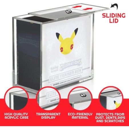 Evoretro - Présentoir vitrine acrylique pour Booster Boxes / Elite Trainer Boxes Ver. 2 avec couvercle coulissant