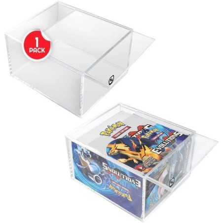 Evoretro - Présentoir vitrine acrylique pour Booster Boxes / Elite Trainer Boxes Ver. 1 avec couvercle coulissant
