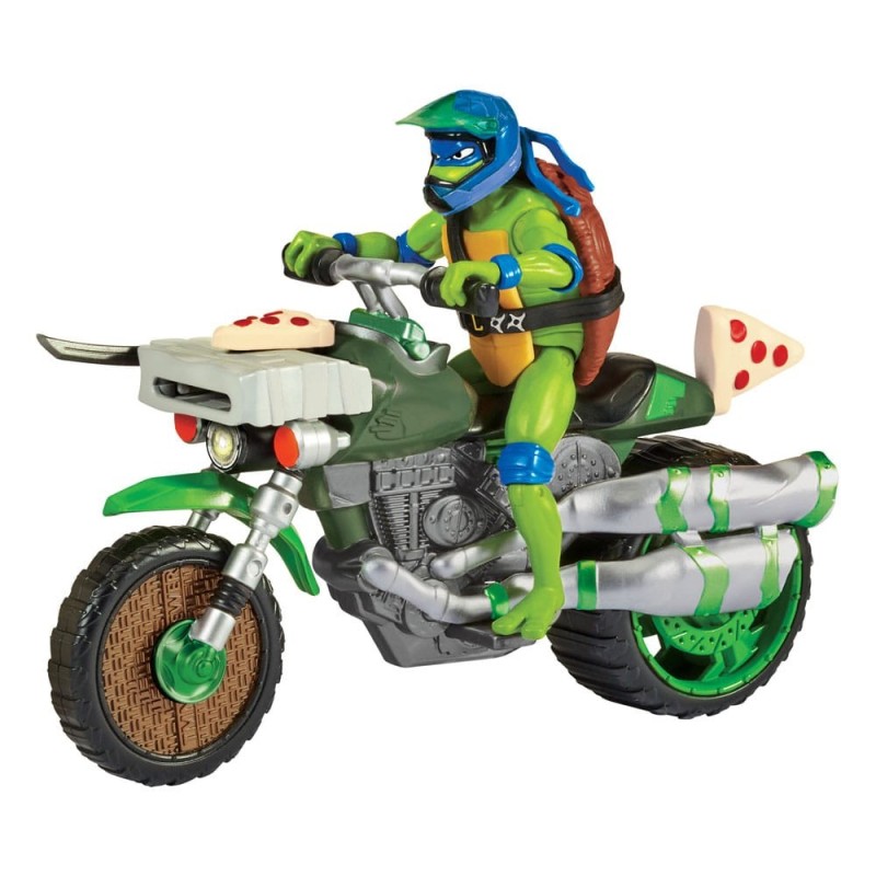 Ninja Turtles : Teenage Years - Figurine Drive N Kick Leonardo & véhicule 11 cm