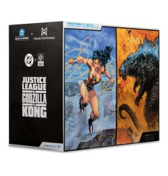 DC Justice League Monsterverse DC Multiverse - Pack de 2 figurines Wonder Woman Vs. Atomic Blast Godzilla 18 cm