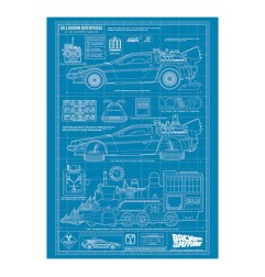 Retour vers le futur - Lithographie Time Machine Blueprint Limited Edition 42 x 30 cm