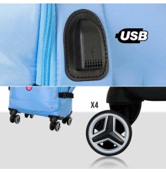 Lilo & Stitch - 4-Wheel Cabin Suitcase Stitch Face Blue 55 cm