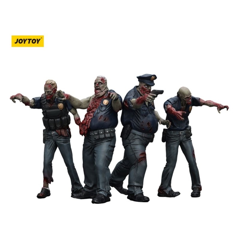 Zombies - Pack 4 figurines Dark Source Police (Male) 8 cm