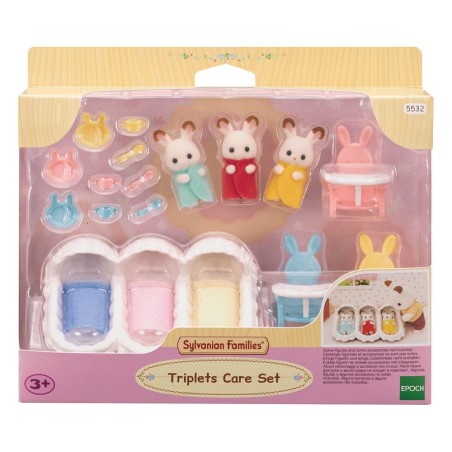 Sylvanian Families - Les triplés et accessoires de puériculture.