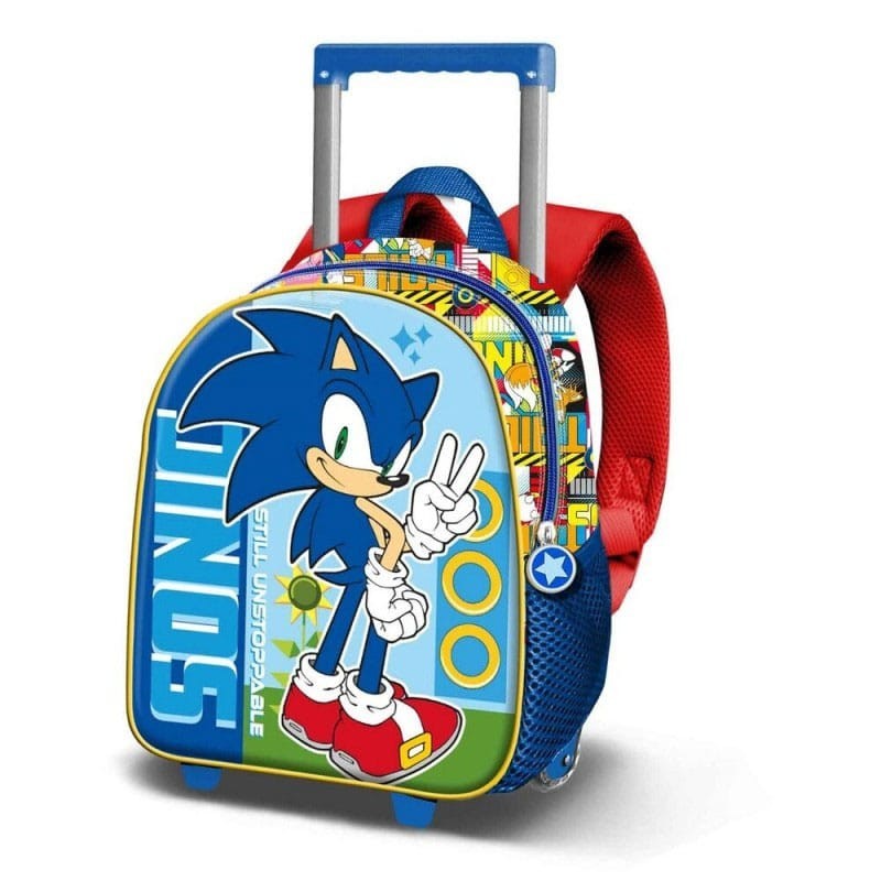 Sonic - The Hedgehog - Sonic The Hedgehog 3D Backpack with Wheels Unstoppable Blue Small