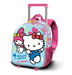 Hello Kitty - Sac à dos à roulettes 3D Hello Kitty Friendship Blue Small