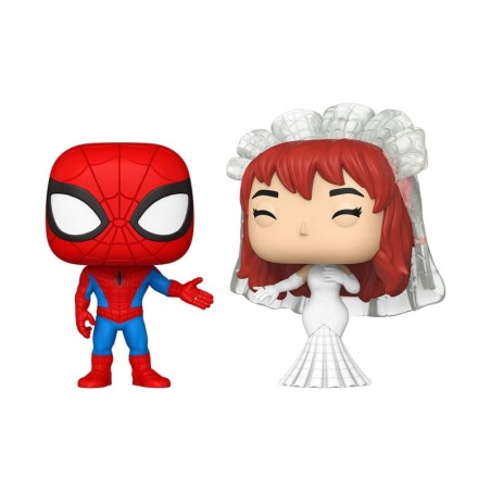 Marvel - Pack 2 Figurines POP! Superhero Couples Spider-Man & MJ (Mariage) 9 cm