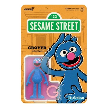 1, Rue Sésame - Figurine ReAction Grover 10 cm