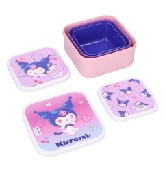 Sanrio - Pack 3 boîtes à goûter Kuromi Fresh Bites
