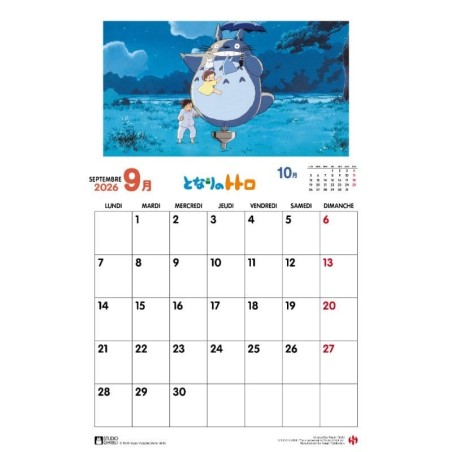 Mon Voisin Totoro - Calendrier Mon Voisin Totoro 2026 en français