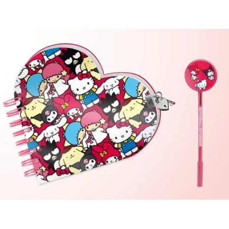 Sanrio - Heart Diary & Pen Gift Set Hello Kitty Friends Multicolour