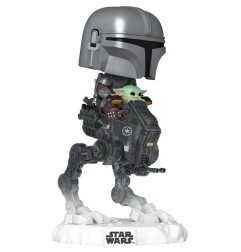 Star Wars: The Mandalorian and Grogu - Figurine POP! Rides Deluxe Bobble Head The Mandalorian with Grogu in Imperial Remn