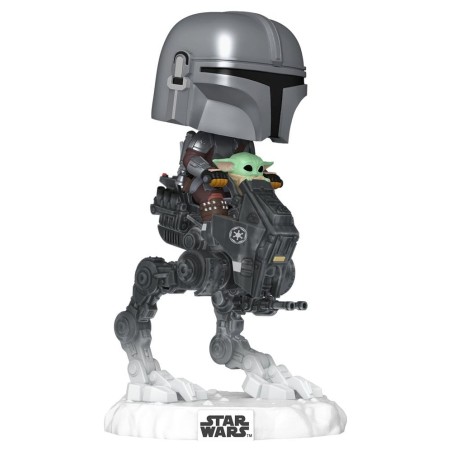 Star Wars: The Mandalorian and Grogu - Figurine POP! Rides Deluxe Bobble Head The Mandalorian with Grogu in Imperial Remn