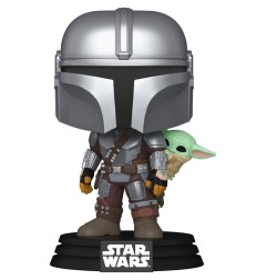 Star Wars: The Mandalorian and Grogu - Figurine POP! Bobble Head The Mandalorian avec Grogu 9 cm