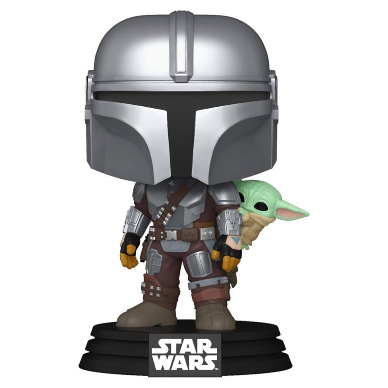 Star Wars: The Mandalorian and Grogu - Figurine POP! Bobble Head The Mandalorian avec Grogu 9 cm
