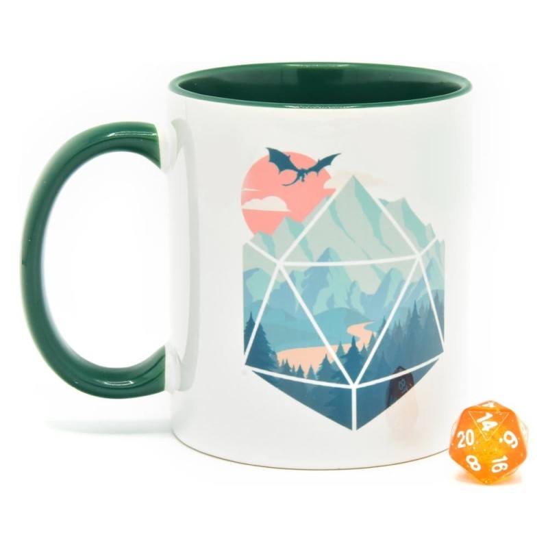 Glassstaff - Gift Set Mug & Dice D20 A D20 Scene