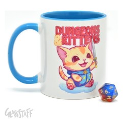 Glassstaff - Pack mug avec dés D20 Dungeons & Kittens