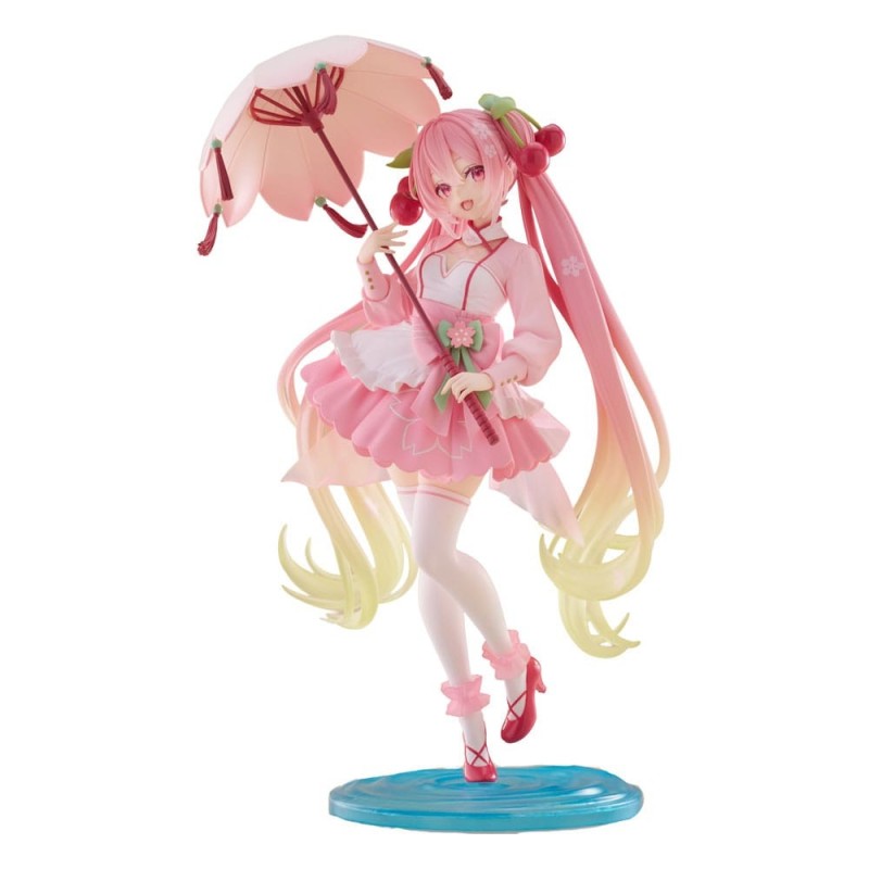Hatsune Miku - AMP PVC Statue Newley Written Sakura Miku Sakura Dress Ver. 21 cm