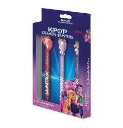 KPop Demon Hunters - Pack 3 stylos à bille à encre gel Effaçable