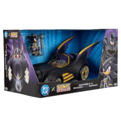 DC x Sonic The Hedgehog - Figurine avec véhicule Shadow Batman & Batmobile 6 cm