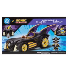 DC x Sonic The Hedgehog - Figurine avec véhicule Shadow Batman & Batmobile 6 cm