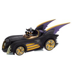 DC x Sonic The Hedgehog - Figurine avec véhicule Shadow Batman & Batmobile 6 cm