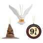 Harry Potter - Lot de 3 décorations de Noël Choixpeau magique, Quai 9 3/4 et Hedwige 7 cm