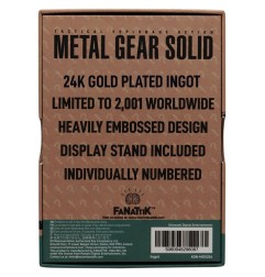 Metal Gear Solid 2 - Lingot Metal Gear Solid 2 Raiden 24k Gold Plated Limited Edition