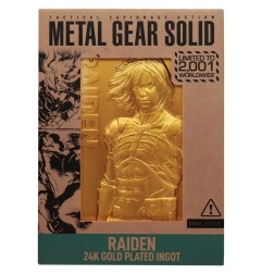 Metal Gear Solid 2 - Lingot Metal Gear Solid 2 Raiden 24k Gold Plated Limited Edition