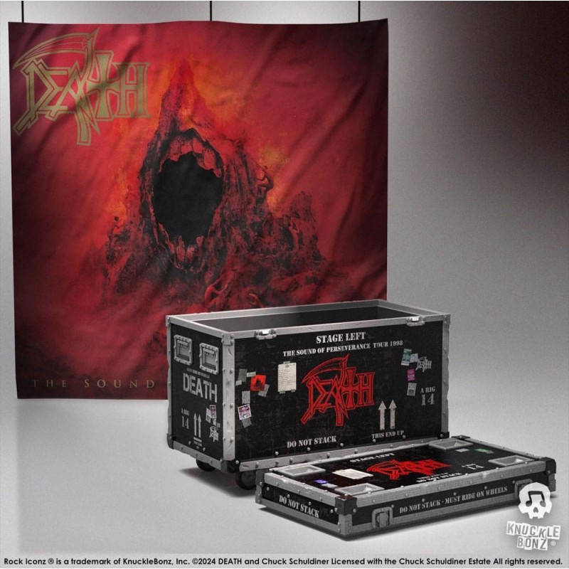 Death - Rock Ikonz On Tour Road Case Statue + Stage Backdrop Set The Sound of Perseverance Tour 1998 Death - Rock Ikonz On Tour Road Case Statue + Stage Backdrop Set The Sound of Perseverance Tour 1998