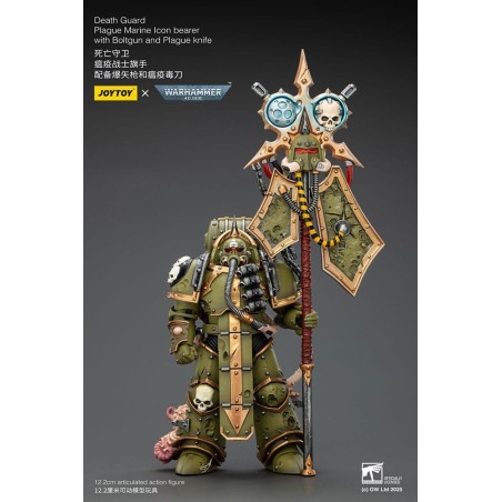 Warhammer 40k - Figurine Death Guard Plague Marine Icon bearer with Boltgun and Plague knife 12 cm