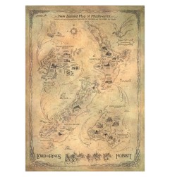 The Hobbit - Art Print New Zealand Map of Middle Earth 50 x 70 cm