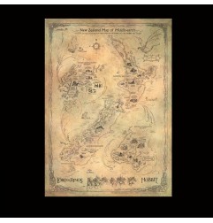 Le Hobbit - Impression Art Print New Zealand Map of Middle Earth 50 x 70 cm