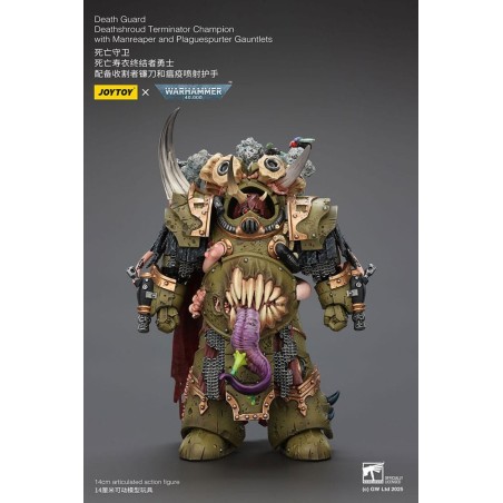 Warhammer - 40k Action Figure 1/18 Death Guard Deathshroud Terminator Champion with Manreaper and Plaguespurter Gauntlets 14 cm