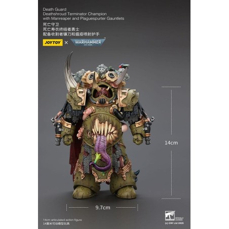 Warhammer 40k - Figurine 1/18 Death Guard Deathshroud Terminator 1 with Manreaper and Plaguespurter Gauntlet 14 cm