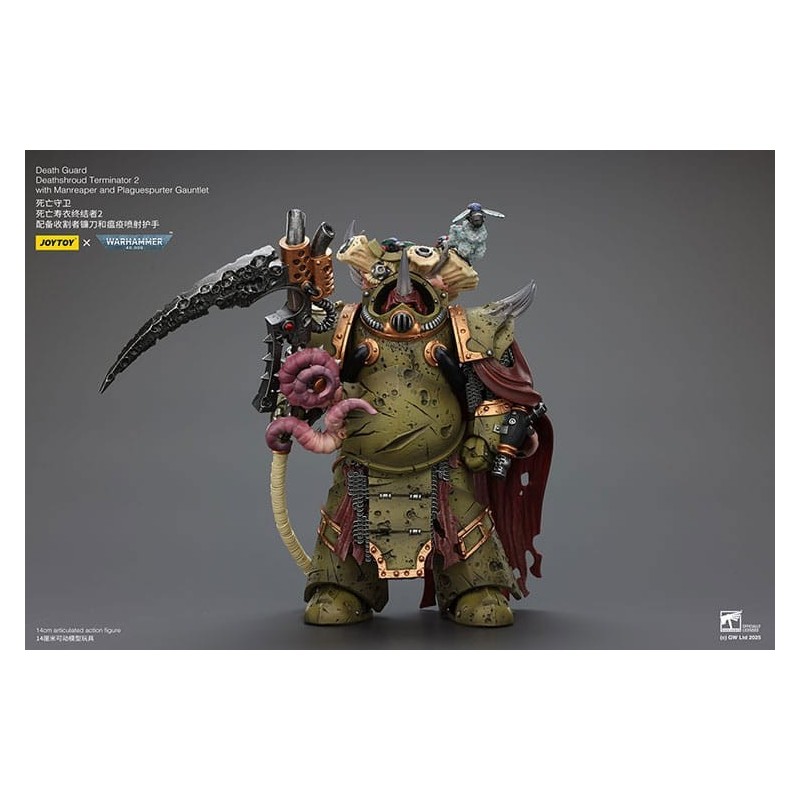 Warhammer - 40k Action Figure 1/18 Death Guard Deathshroud Terminator 2 with Manreaper and Plaguespurter Gauntlet 14 cm