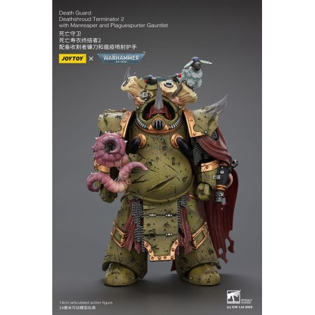 Warhammer - 40k Action Figure 1/18 Death Guard Deathshroud Terminator 2 with Manreaper and Plaguespurter Gauntlet 14 cm