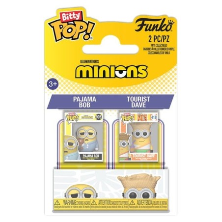 Minions - Figurines Bitty POP! Pajama Bob & Tourist Dave 2 cm