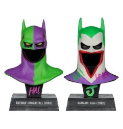 Batman DC Direct - Pack de 2 Mini réplique 1/3 masques de Batman Hush & Knightfall (Jokerized) (Gold Label) 18 cm