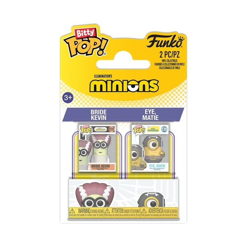 Minions - Pack 2 figurines Bitty POP! Bride Kevin & Eye, Matie 2 cm