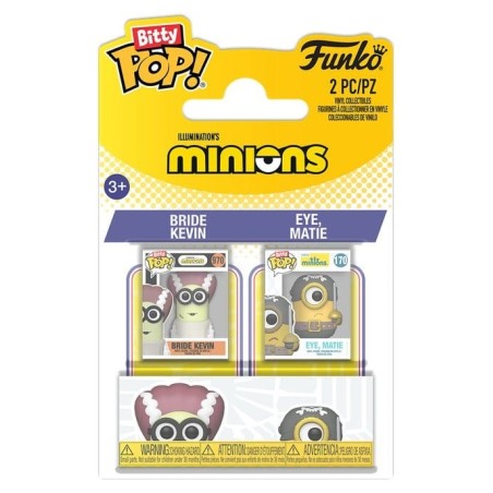 Minions - Pack 2 figurines Bitty POP! Bride Kevin & Eye, Matie 2 cm
