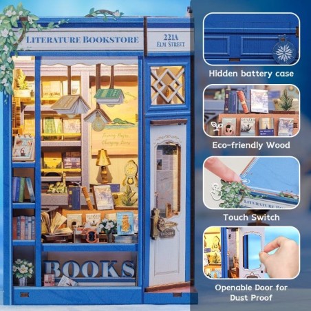 CuteBee - Maquette Book Nook Literature Bookstore 17 x 12 cm